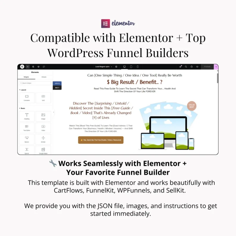 Funnel Template Compatibility with Elementor Page Builder