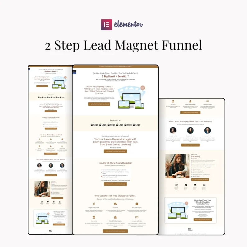 Lead Magnet Funnel Opt-in Page Template Built in Elementor