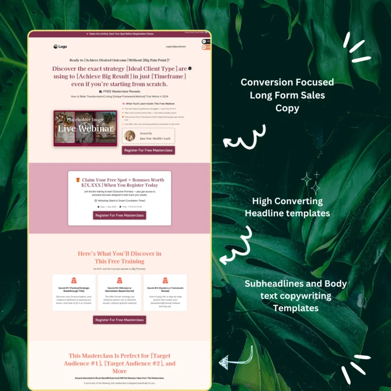 Webinar Funnel Template – Unique Selling Points & Features Highlight