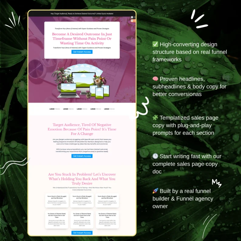Digital Product Funnel Template – Key USP Feature Highlight