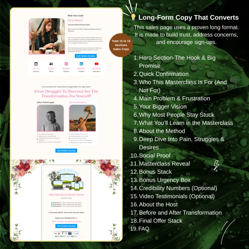 Copywriting Breakdown – Digital Product Funnel Template Section Analysis